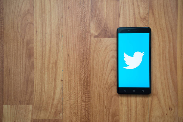 Twitter logo op smartphone - Foto, afbeelding