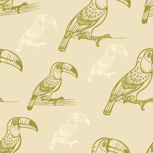 Seamless pattern with toucans. - Vector, imagen