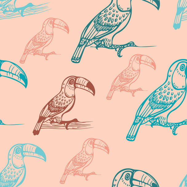 Seamless pattern with toucans. - Vektor, Bild