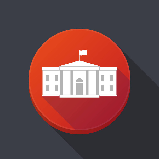 Long shadow button with  the White House building - Vector, Image
