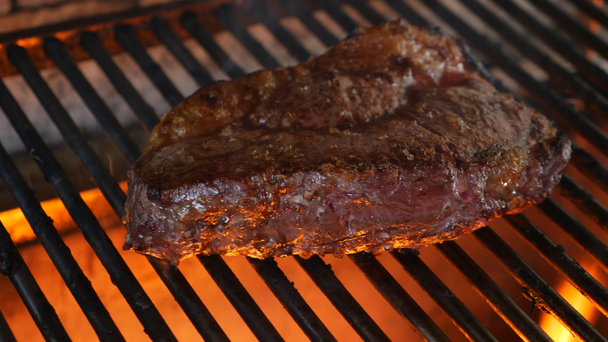 Dry Aged Barbecue Entrecote Steak in the Grill - Footage, Video