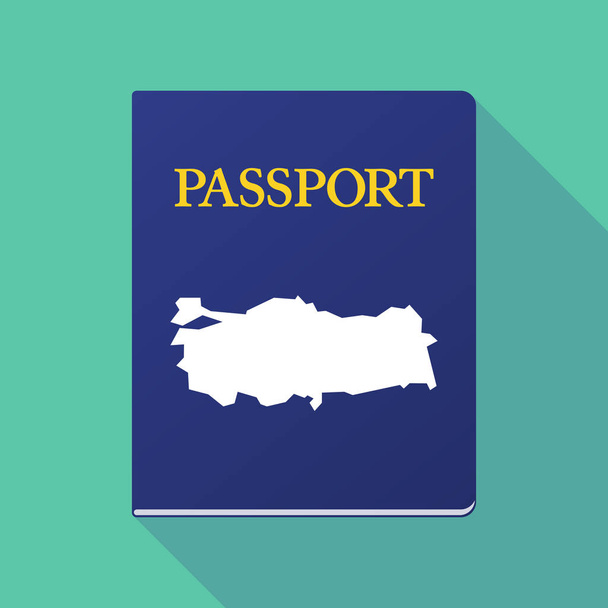 Long shadow passport with  a map of Turkey - Vector, Image