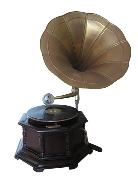 Gramófono retro vintage aislado en blanco
 - Foto, imagen