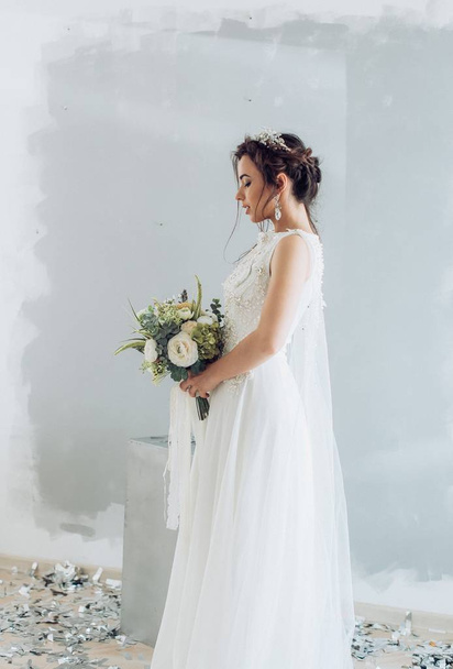  young   woman in  wedding dress   - Фото, изображение