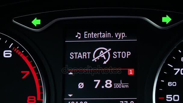 modern digital display between the rev-counter and the speedometer of a car - Footage, Video