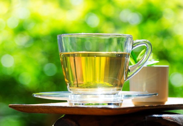 Cup of tea on nature background - Foto, Imagen