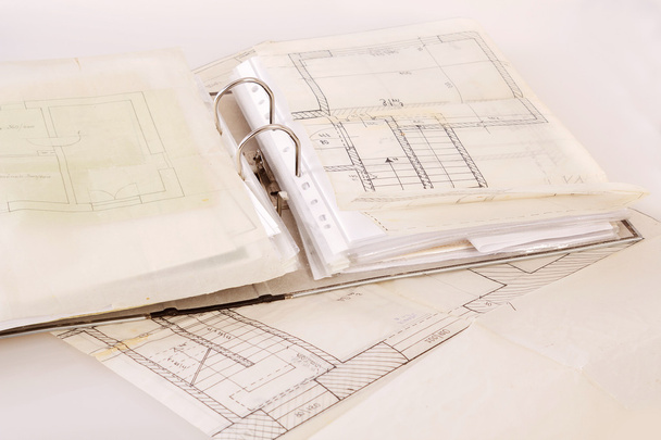 Архитектурные планы старой бумаги и файл с проектом
 - Фото, изображение