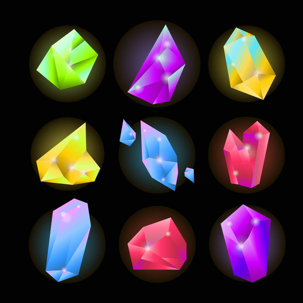 conjunto de cristales coloridos  - Vector, Imagen
