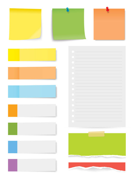 set of sticky note and torn paper sheets isolated background.  - Vector, Image
