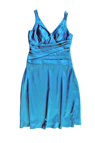 Элегантное платье на белом фоне. женское синее вечернее платье
 - Фото, изображение