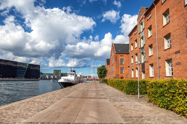 A beautiful city landscape, the channel embankment in Copenhagen - Zdjęcie, obraz