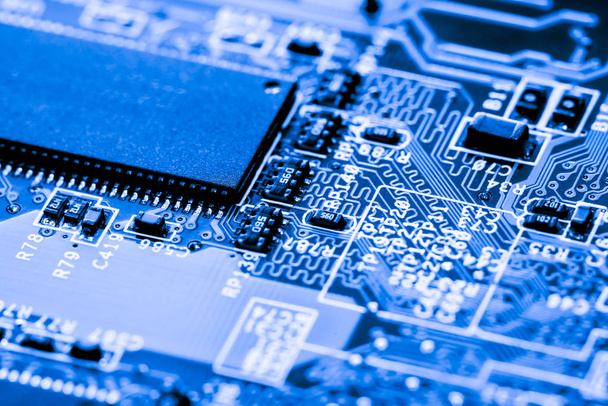 Abstract, close-up de Circuitos Eletrônicos em Mainboard Tecnologia de fundo do computador (placa lógica, placa-mãe cpu, placa principal, placa do sistema, mobo
) - Foto, Imagem