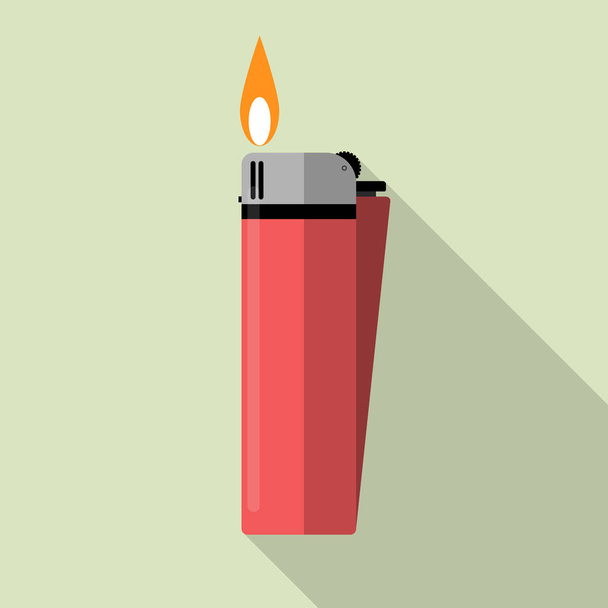 Encendedor de gas rojo con fuego - Vector, imagen