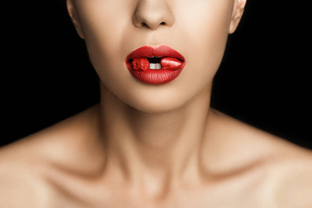 seductive woman with lipstick   - Фото, зображення