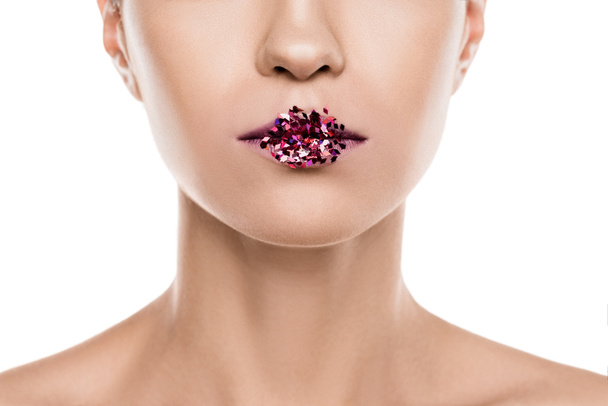 donna alla moda con scintille su labbra
 - Foto, immagini