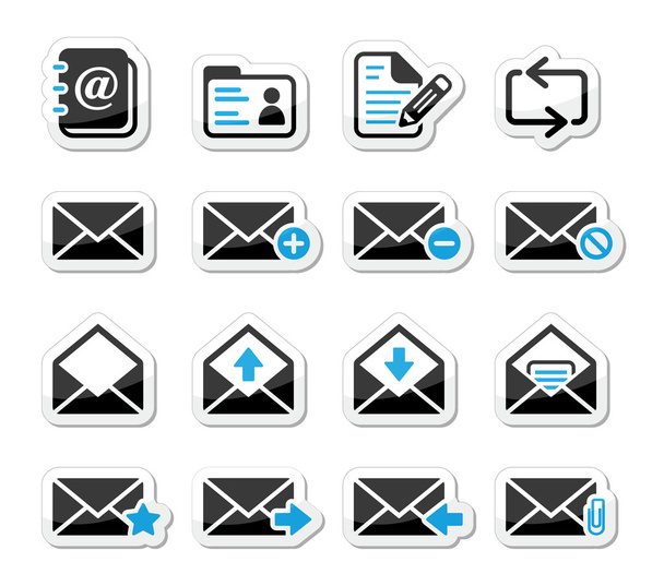 Email mailbox vector icons set as labels - Vector, Image