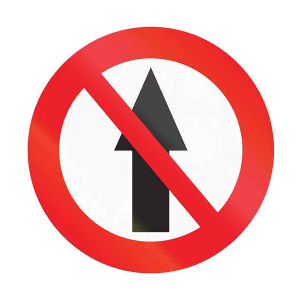 Road sign used in Uruguay - No Straight Through - Photo, Image