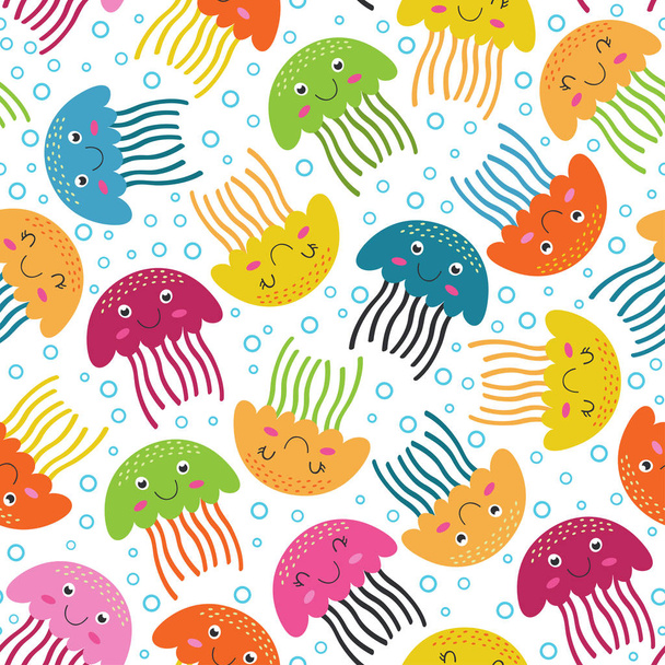 seamless  pattern with jellyfish  - Вектор,изображение