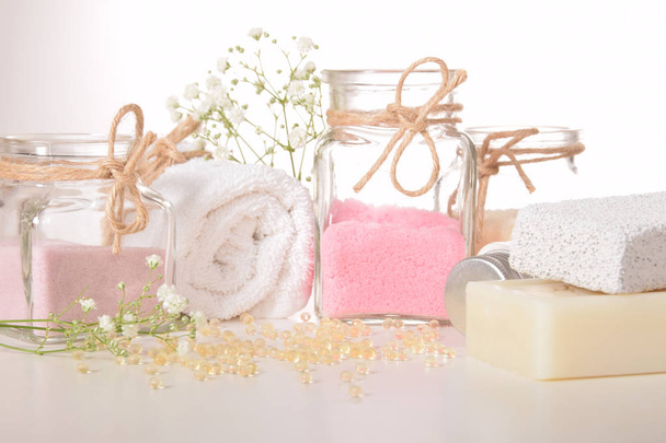 Natural salt to bath with rose - Фото, изображение