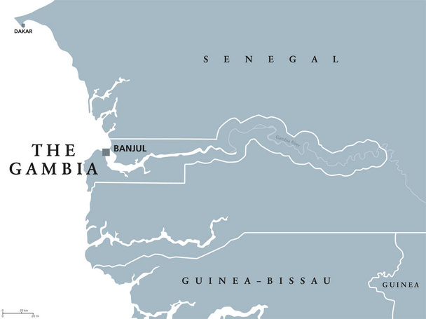 Политическая карта Гамбии
 - Вектор,изображение