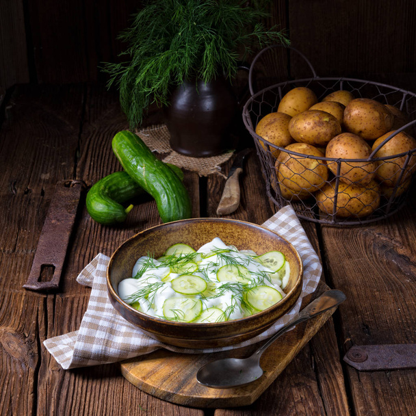 cucumber salad with yogurt - Zdjęcie, obraz