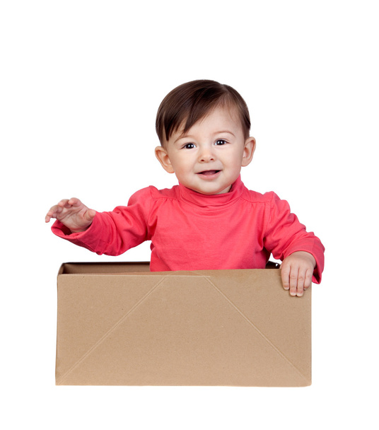 Adorable baby girl in a box - Foto, Imagen