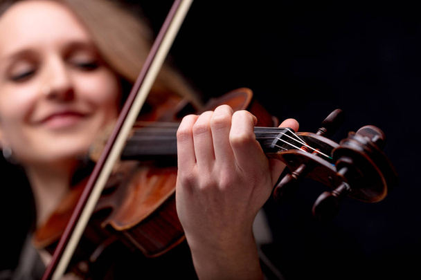 hand closeup of a violinist classical musician - Foto, Imagen