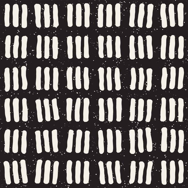 Hand drawn black and white ink abstract seamless pattern. Vector grunge texture. Monochrome geometric shappes paint brush lines - Vector, Image