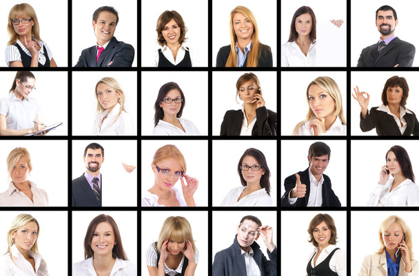 Many business portraits isolated on white - Фото, зображення