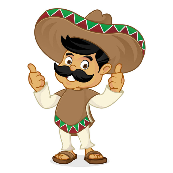Mexican man cartoon giving thumbs up - Διάνυσμα, εικόνα