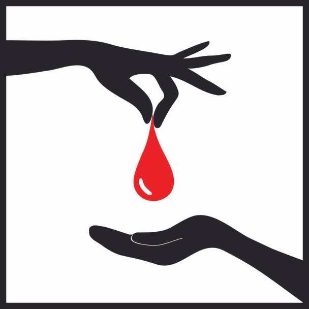 Drop of blood in hand - Vector, Image
