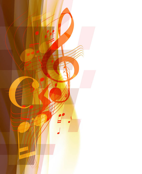 Musical treble key and musical notes and signs on wavy mosaic ba - Vector, imagen
