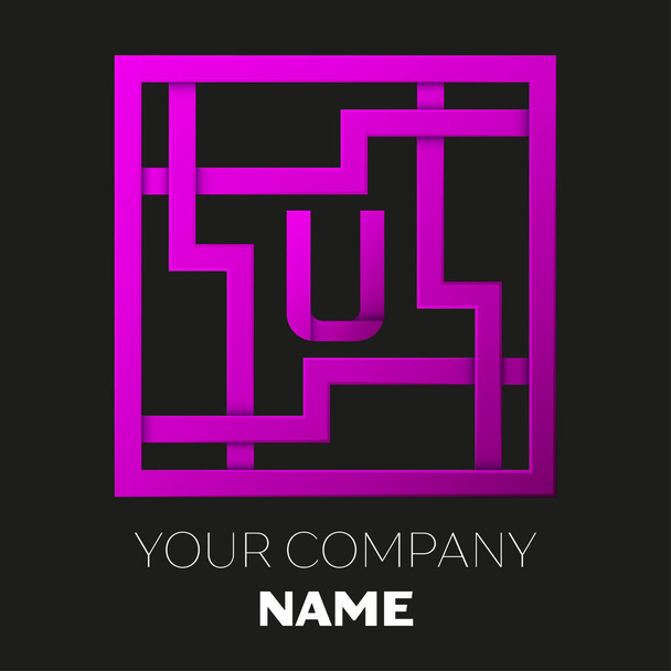 Lettera realistica simbolo del logo vettoriale U nel labirinto quadrato colorato su sfondo nero. Shadow Breaks. Modello vettoriale per il tuo design
 - Vettoriali, immagini