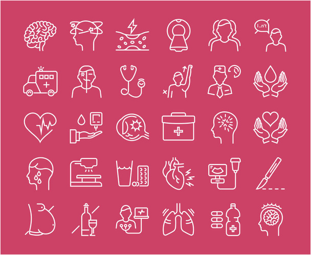 Set Vector Flat Line Icons Stroke - Vector, Image