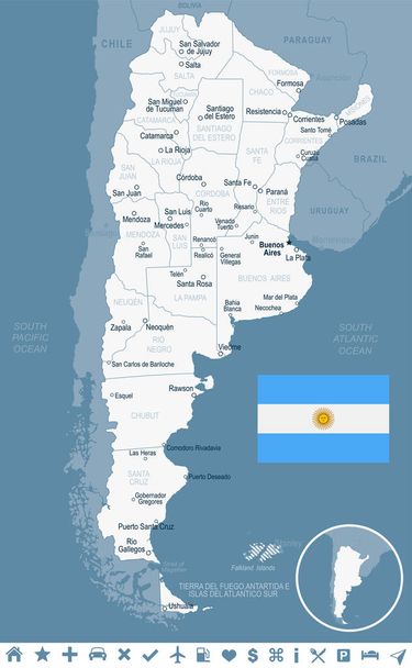 Argentiina - kartta ja lippukuva
 - Vektori, kuva