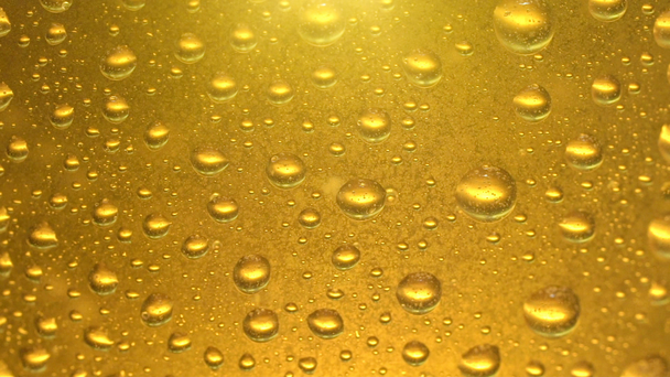 Close up van bier bubbels en waterdruppels textuur - Video