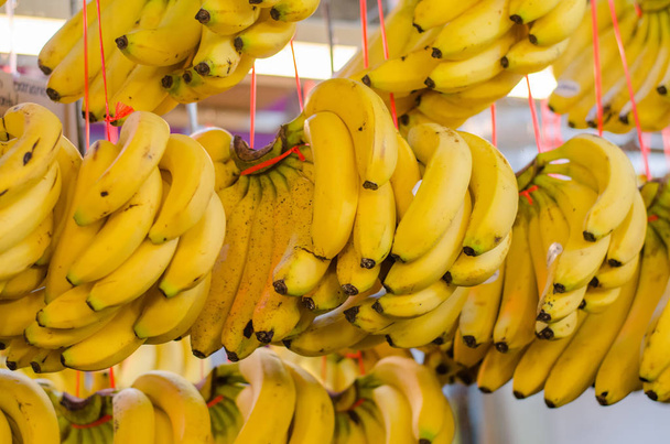 Fresh bananas on market stall.selective focus shot - Photo, Image