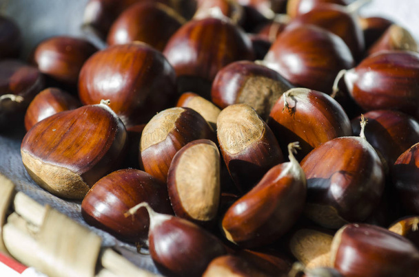 A pile of raw chestnuts - Photo, Image