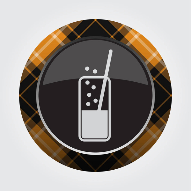 κουμπί πορτοκαλί, μαύρο ταρτάν - ανθρακούχα ποτά - Διάνυσμα, εικόνα