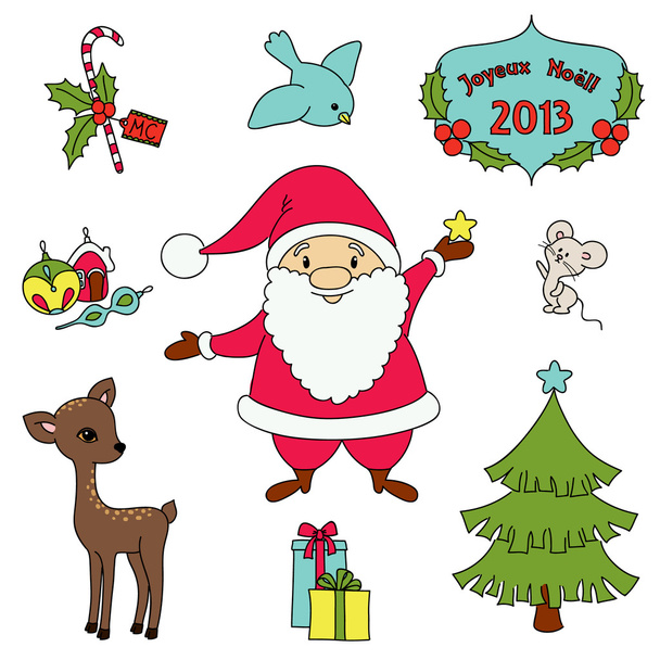 Navidad colección de dibujos animados clip-arte
 - Vector, Imagen