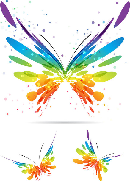 Set of multicolored butterflies - Vector, Image