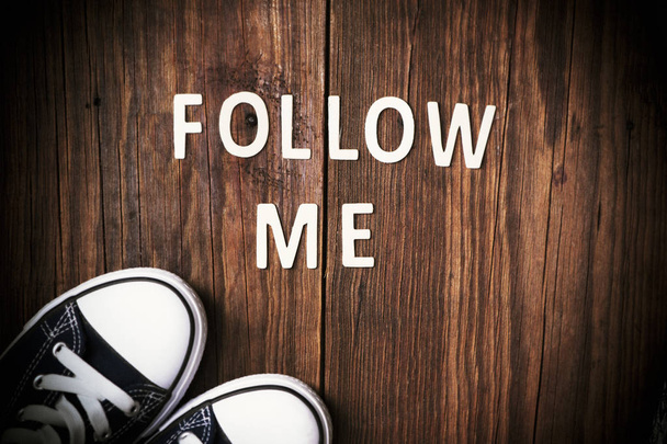 Follow Me request on wood - Photo, Image