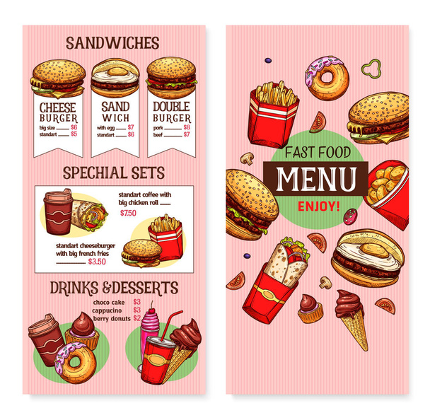 Vektor fast food restaurace nabídka šablona - Vektor, obrázek