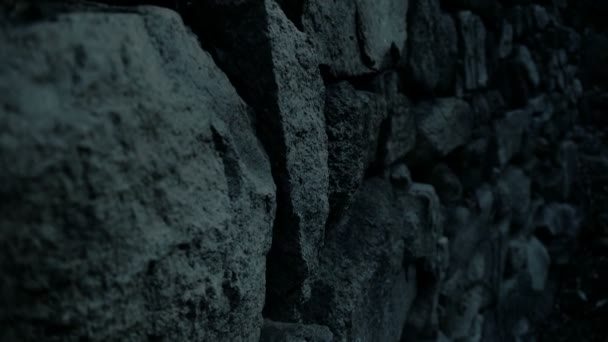 nostalgic stone wall at night. - Footage, Video