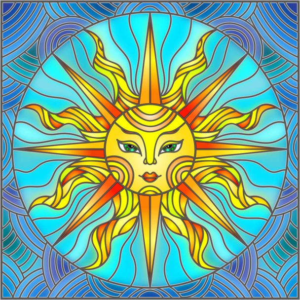 Ilustración en el estilo de una vidriera sol abstracto
 - Vector, imagen