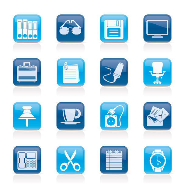 Business and office objects icons - Vektör, Görsel