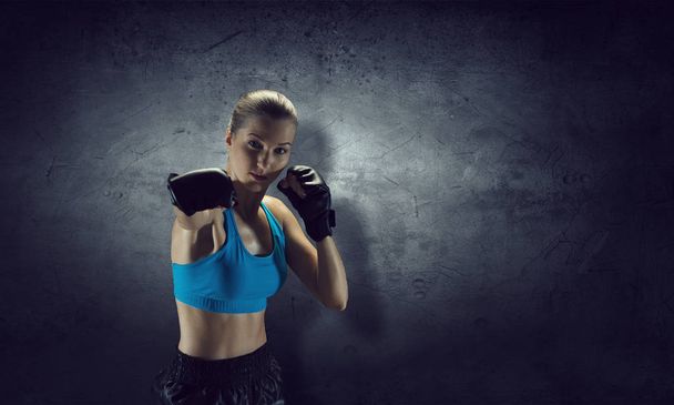 Young boxer woman . Mixed media - Фото, зображення