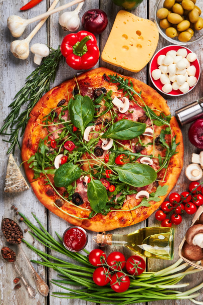 Bright image of pizza decoration. - Photo, Image
