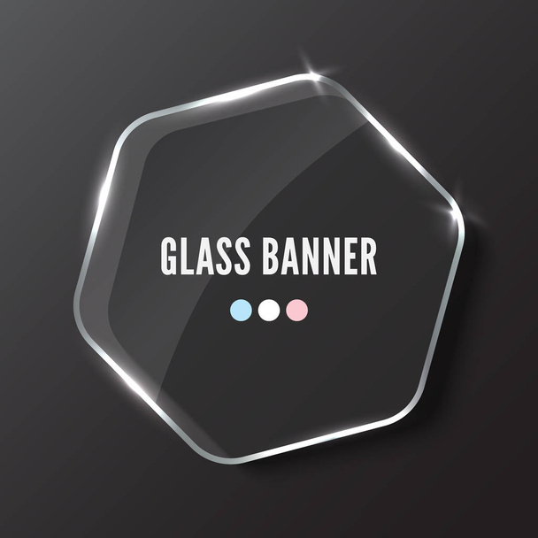 Glass banner realistic vector illustration - Vector, Image