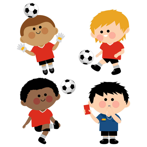 Çocuk futbol oyuncuları - Vektör, Görsel